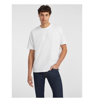T-shirt droit signature - Guess Jeans - Blanc clair