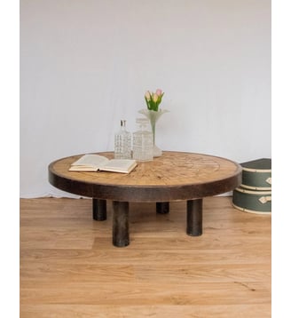 Table basse en céramique Léonie N°389- Produit chiné - Debongout - Bois foncé
