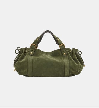 Sac à main en cuir velours - 24H - Gerard Darel - Vert foncé