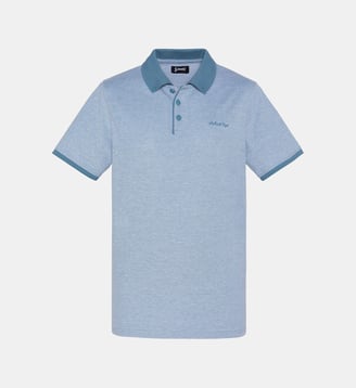 Polo en coton piqué - Schott - Bleu jean