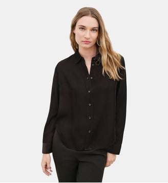 Chemise cmarie - Motif uni - Viscose - Caroll - Marron foncé