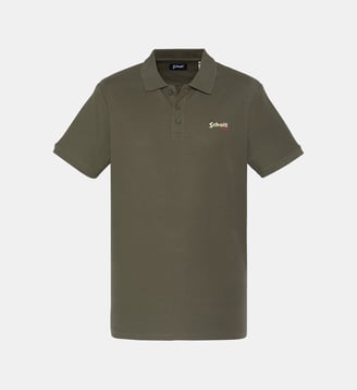 Polo azur en coton piqué - Schott - Kaki