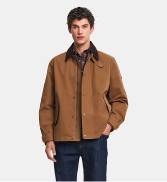 Blouson field jacket coupe droite col velours déperlant - Aigle - Bois