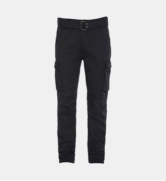 Pantalon cargo droit coton ceinturé-Noir-34 - US - Schott - Noir