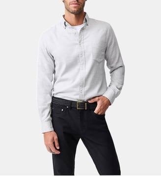 Chemise unie slim en coton et lyocell manches longes Barrhill - Rodd & Gunn - Silver