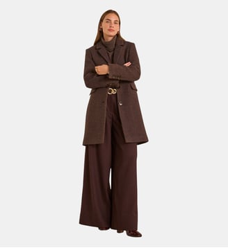 Manteau Chocolat En Laine Mélangée Anabelle - Maison 123 - Chocolat
