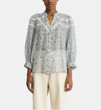 Chemise à fleurs, volants et dentelle - CHELLA Pablo