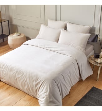 Housse De Couette  100% coton uni à effet chiné - Madura - Beige