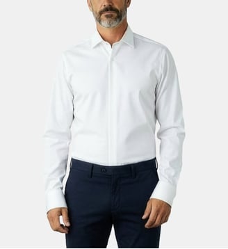 Chemise cérémonie col italien coupe droite - Atelier Privé - Blanc