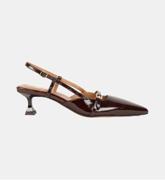 Slingbacks à Talons Reem Cuir Verni Froissé - Bobbies - Ganache