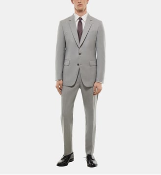 Costume ajusté twill de laine fil à fil - Fursac - Gris clair
