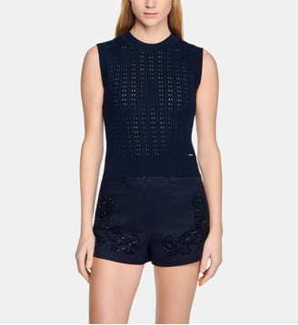 Pull court en maille texturée Sandro