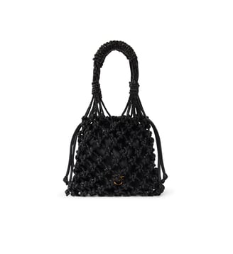 Petit sac porté épaule à micro strass - Pinko - Noir or antique