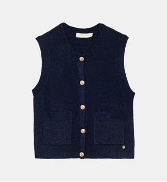 Gilet col rond uni MORI - La Petite Etoile - Marine