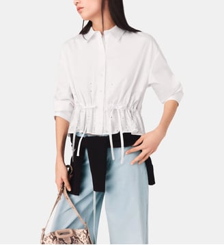 Chemise en coton avec strass - Maje - Blanc
