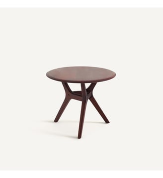 Table basse ronde en noyer massif, diamètre 50 cm AM.PM