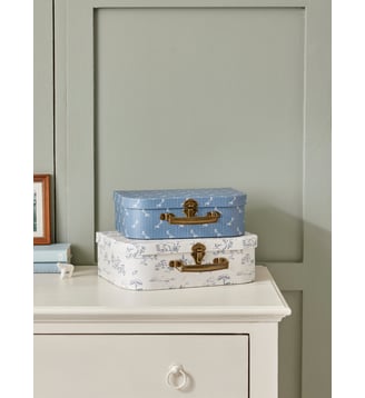 Valisette "Esprit Jouy" par lot de 2 - Cyrillus - Blanc et bleu