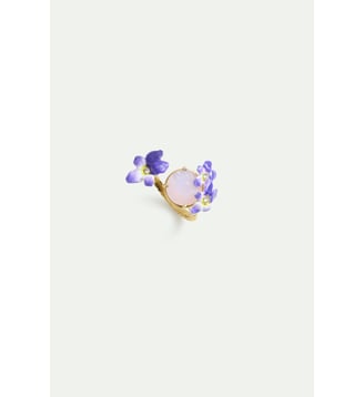 Bague ajustable pierre ronde facettée rose et violettes Les Néréides