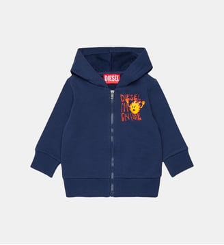 Sweat à fermeture éclair avec logo sur la poitrine - Diesel Kids - Bleu