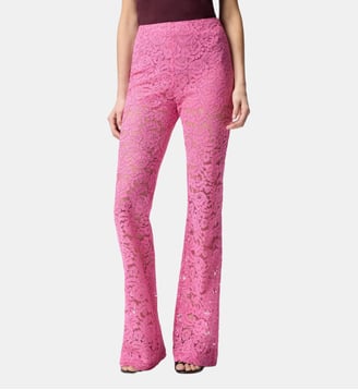 Pantalon évasé en dentelle - Pinko - Rose