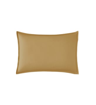 Taie d'oreiller unie en percale de coton, PREMIÈRE - Essix - Jaune sahara