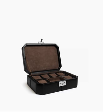 Coffret 6 montres et boutons de manchettes en cuir - Le Tanneur - Noir