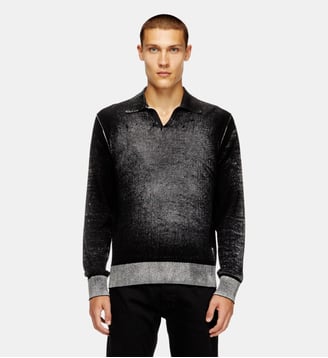 Pull polo avec imprimé inversé - Diesel - Noir