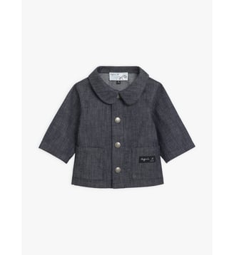 veste pression en jean - Agnès b. - Bleu denim