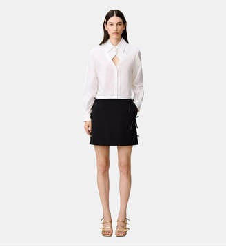Jupe droite évasée nœuds satin - Claudie Pierlot - Noir