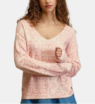 Pull col v  imprimé graphique MARGOT - La Petite Etoile - Carre