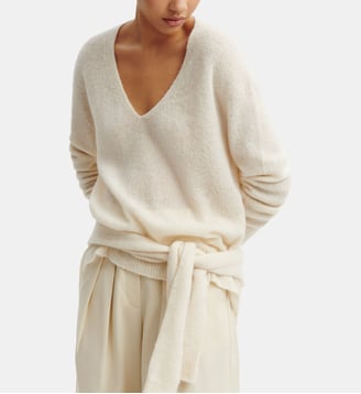 Pull col V maille plume - Bompard - Naturel
