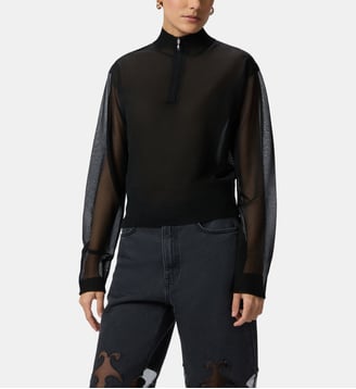 Pull semi-transparent à demi-zip reimagine pinko x patrick mcdowell - Pinko - Noir