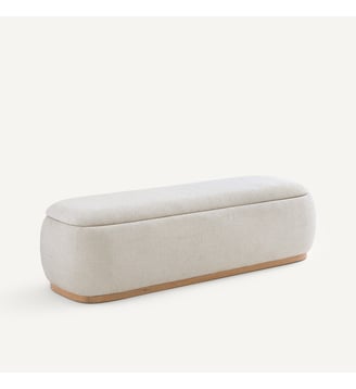 Banquette coffre bout de lit en tissu texturé - AM.PM - Ficelle