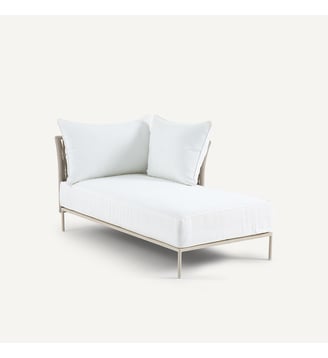Méridienne réversible en sangles tressées - AM.PM - Naturel et blanc