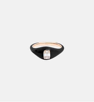 Chevalière Carré Pavée Marbella Noir - Djula - Or rose