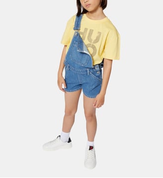Salopette en denim court - Hugo Kids - Bleu
