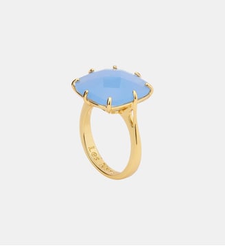 Bague solitaire carrée La Diamantine bleu ciel - Les Néréides - Bleu calcédoine