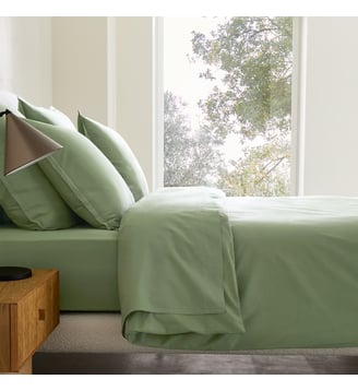 Housse de couette en percale de coton lavé 120 fils - AM.PM - Vert veronèse