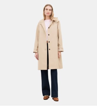 Trench gromylong - Motif uni - Coton - Caroll - Sable