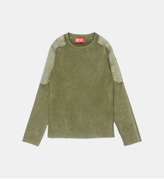 Pull ras-du-cou côtelé avec logo - Diesel Kids - Kaki