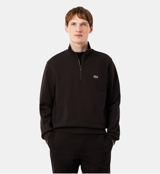 Sweatshirt col montant zippé molleton - Lacoste - Marron buffle