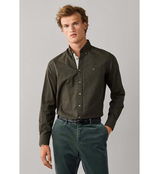 Chemise Coupe Ajustée Flanelle Multi Passepoils - Hackett London - Hunter green