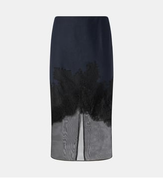 Jupe crayon à dentelle - Pinko - Bleu veste marin