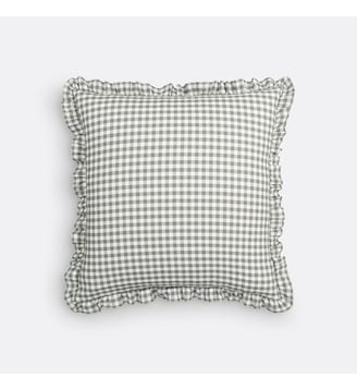 Housse de coussin coton lavé vichy - La Redoute Interieurs - Vert kaki et blanc