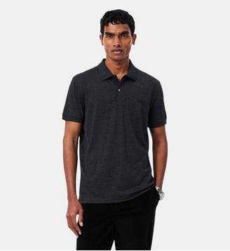 Polo jersey laine mélangée regular fit - Lacoste - Noir