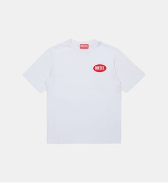 T-shirt en jersey avec étiquette ovale de DIESEL - Diesel Kids - Blanc