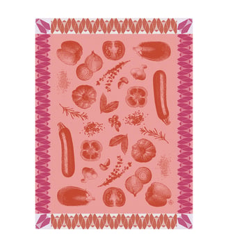 Torchon Ratatouille 100% coton - Le Jacquard Francais - Rouge tomate