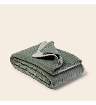 Couvre-Lit Matelassé  Velours de coton matelassé - Madura - Vert de gris