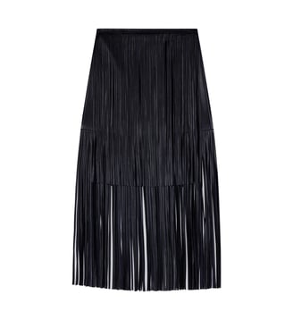 Jupe à franges en en simili cuir - Maje - Noir