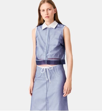 Top en coton et organza amovible - Maje - Bleu